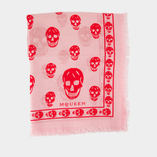 Skull Scarf - Alexander McQueen - Silk - Pink