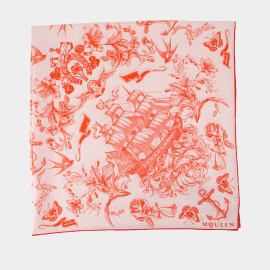 Fo Sailor Tattoo Scarf - Alexander McQueen - Silk - Pink