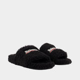 Furry Sandals - Balenciaga - Shearling - Black