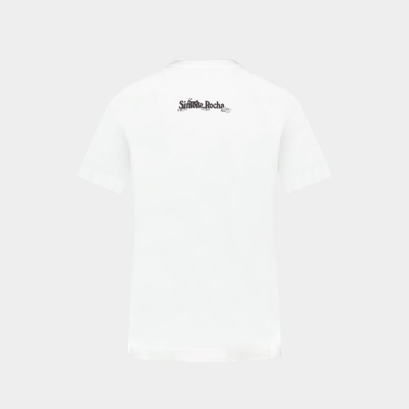 Hare Illustration T Shirt - Simone Rocha - Cotton - White