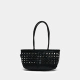 Biscuit Shopper Bag - Osoi - Raffia - Black