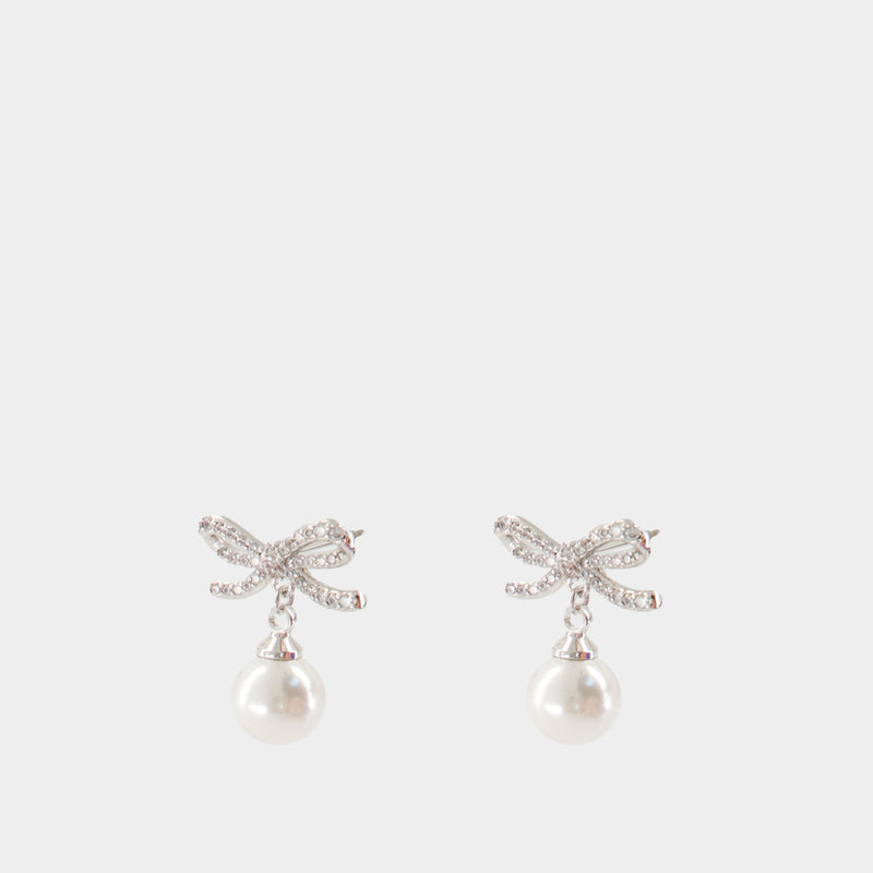 Bow Earrings - SELF PORTRAIT - Pearl - Silver