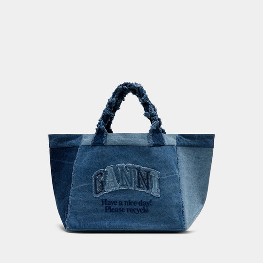 Xxl Trapeze Shopper Bag - Ganni - Cotton - Blue