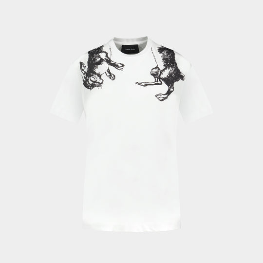 Hare Illustration T Shirt - Simone Rocha - Cotton - White