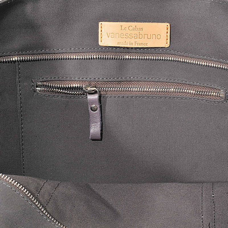 Canvas and Sequin Tote Bag L + Zipped in Charcoal Cotton