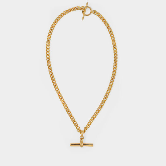 Tilly Sveaas Gold T-Bar Curb Link Necklace镀金项链正品