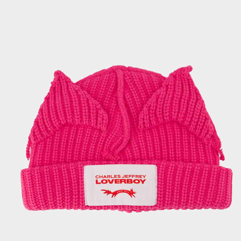Chunky Ears Beanie - Charles Jeffrey Loverboy - Cotton - Pink