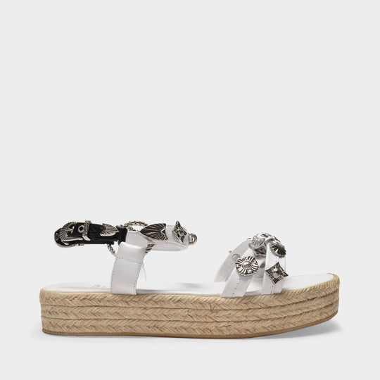 Toga Pulla Aj1110 - White Leather 厚底凉鞋 草编鞋正品