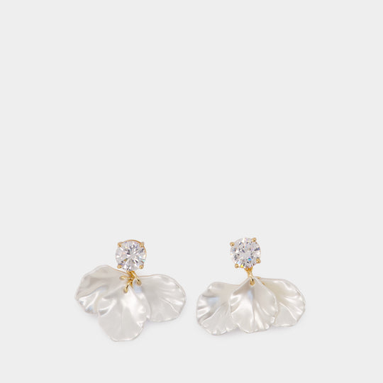 Crystal Petal Earrings - SELF PORTRAIT - Pearls - White
