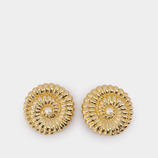 Pearl Shell Earrings - SELF PORTRAIT - Metal - Gold