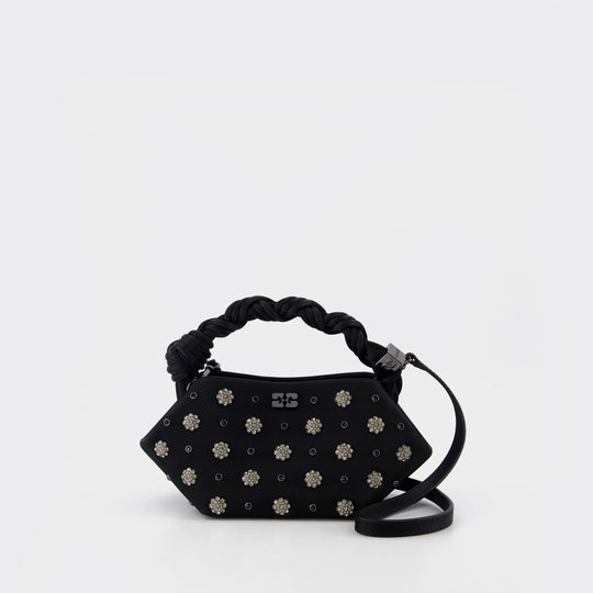 Bou Mini Flower Stud Purse - Ganni - Leather - Black