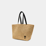 Ami De Coeur Shopper Bag - AMI Paris - Raffia - Beige