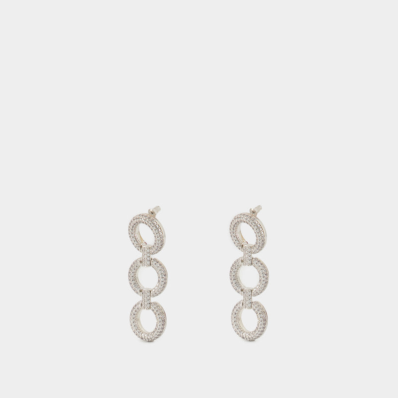 Crystal Link Earrings - SELF PORTRAIT - Metal - Silver