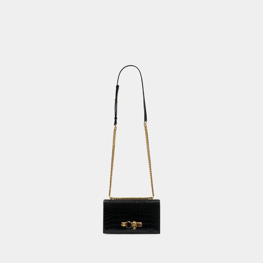 Jewelled Satchel Crossbody - Alexander McQueen - Leather - Black