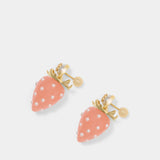 Strawberry Earrings - Casablanca - Metal - Pink