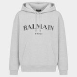 Vintage Print Hoodie - Balmain - Cotton - Grey