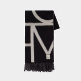 Monogram Scarf - TOTEME - Wool - Black