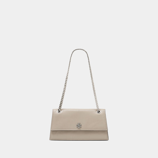 Kira Turnlock Shoulder Bag - Tory Burch - Leather - Grey