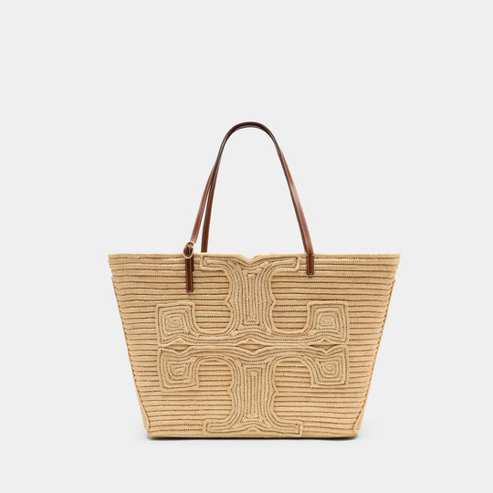 Ella Straw Large Purse - Tory Burch - Raffia - Beige