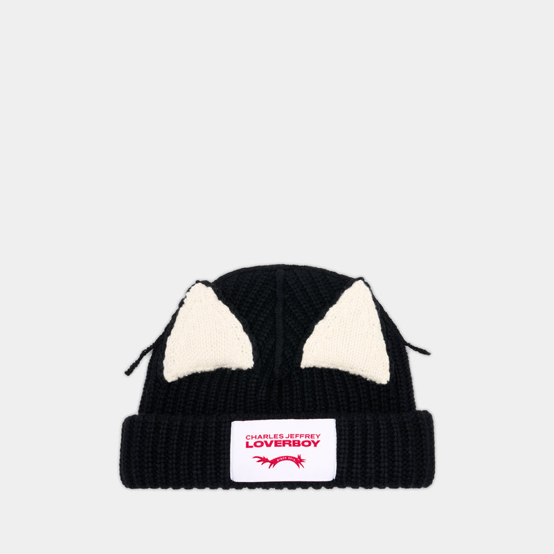 Chunky Ears Beanie - Charles Jeffrey Loverboy - Wool - Black