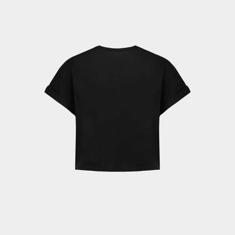 Vintage Print Crop T-Shirt - Balmain - Cotton - Black
