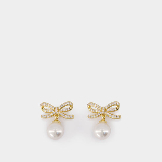 Bow Pearl Earrings - SELF PORTRAIT - Metal - Gold