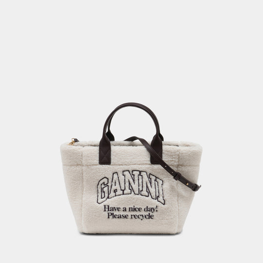 Small Easy Shopper Tote Bag - Ganni - Synthetic - White