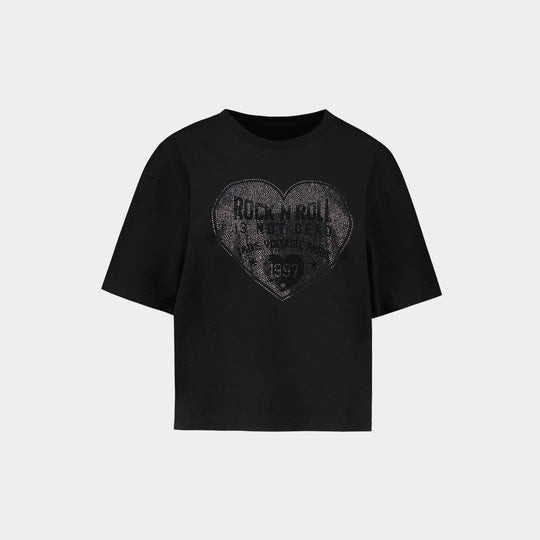 Taida Heart Strass T-Shirt - Zadig & Voltaire - Cotton - Black