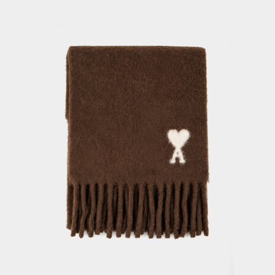Quota Ami De Coeur Scarf - AMI Paris - Wool - Brown