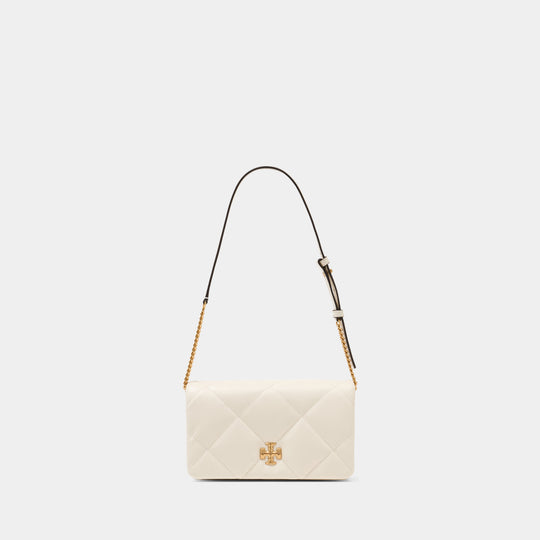 Kira Diamond Quilt Wallet On Chain - Tory Burch - Leather - White