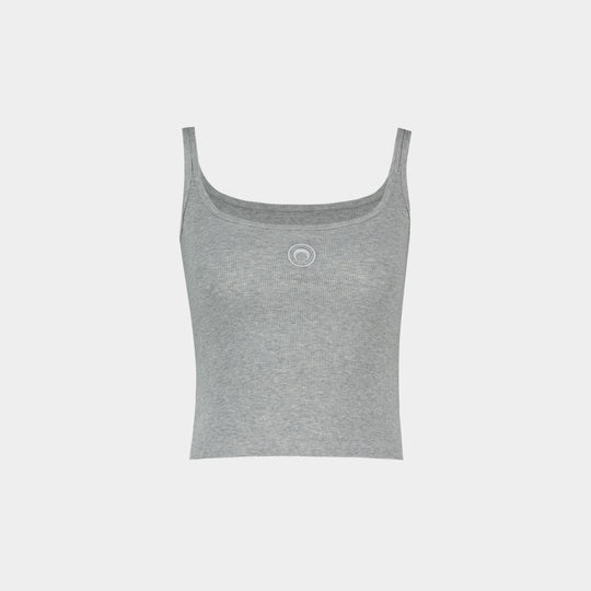 Moon Logo Ribbed Jersey T-Shirt - Marine Serre - Other - Grey