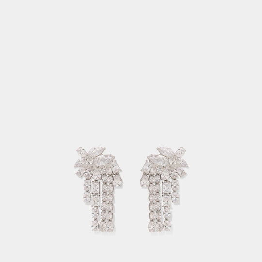 Crystal Dangle Earrings - SELF PORTRAIT - Pearls - Silver