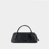 Lock Top Handle Purse - Tory Burch - Leather - Black