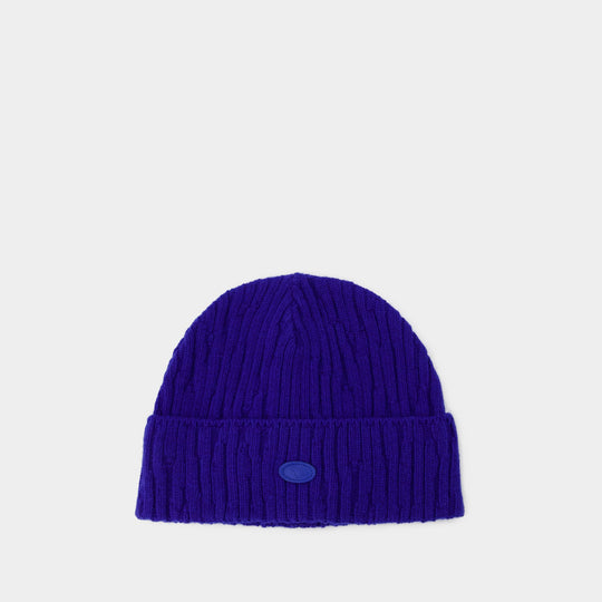 Ader Error Beannie 羊毛混纺徽标蓝色无檐帽