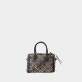 Tory Burch T Monogram 小号海军蓝棉质水桶包