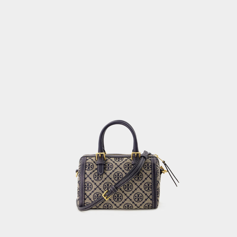Tory Burch T Monogram 小号海军蓝棉质水桶包