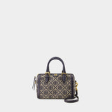 Tory Burch T Monogram 小号海军蓝棉质水桶包