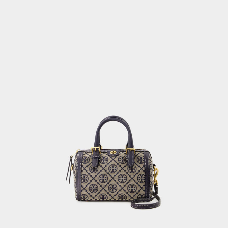 Tory Burch T Monogram 小号海军蓝棉质水桶包