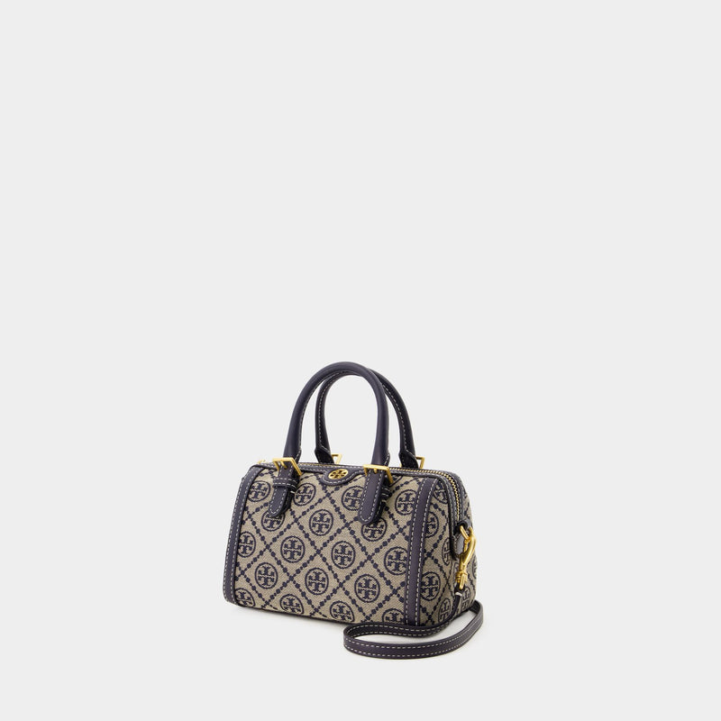 Tory Burch T Monogram 小号海军蓝棉质水桶包