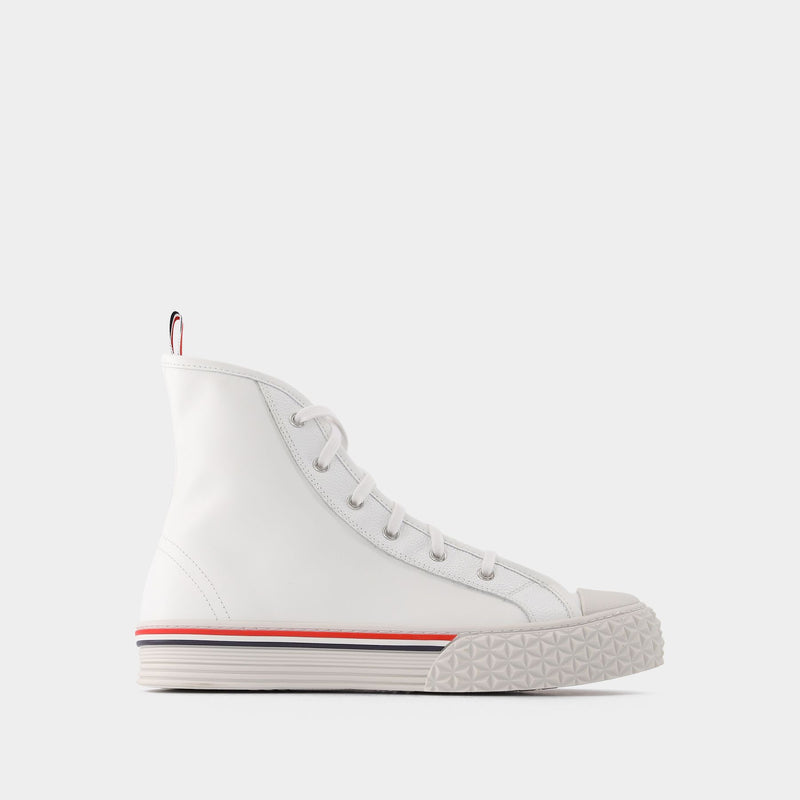 Thom Browne Collegiate high top 光面牛皮格子花呢 高帮运动鞋