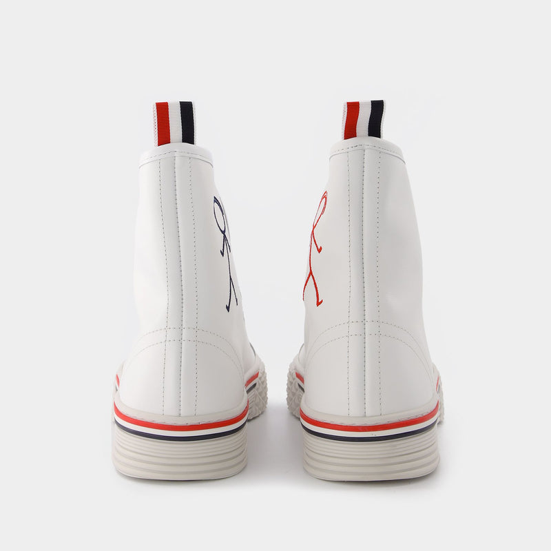 Thom Browne Collegiate high top 光面牛皮格子花呢 高帮运动鞋