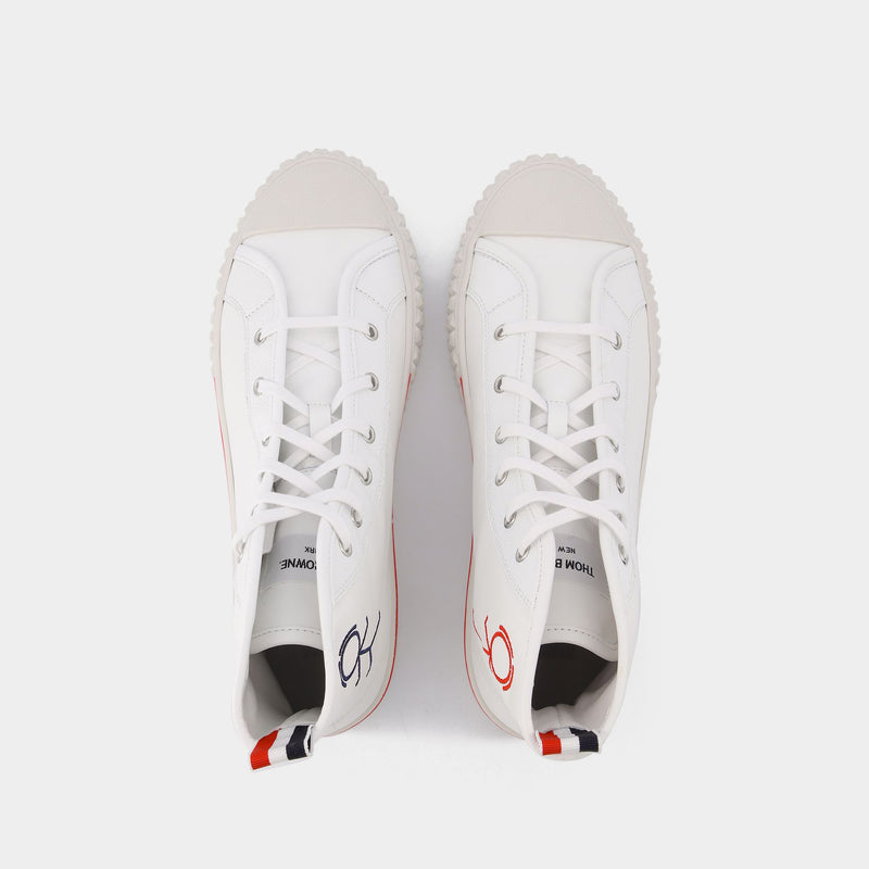 Thom Browne Collegiate high top 光面牛皮格子花呢 高帮运动鞋