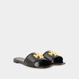 Tory Burch Eleanor黑色皮质拖鞋