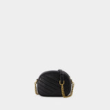 Kira Chevron Small Camera Hobo Bag - Tory Burch -  Black - Leather