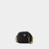 Kira Chevron Small Camera Hobo Bag - Tory Burch -  Black - Leather