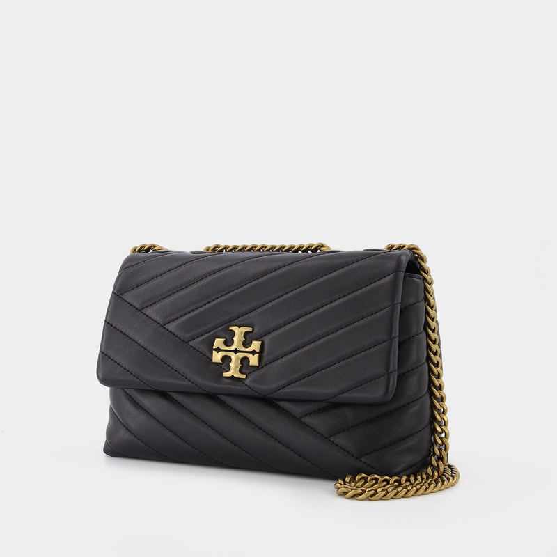 Tory Burch Kira Chevr黑色皮质小号手提包