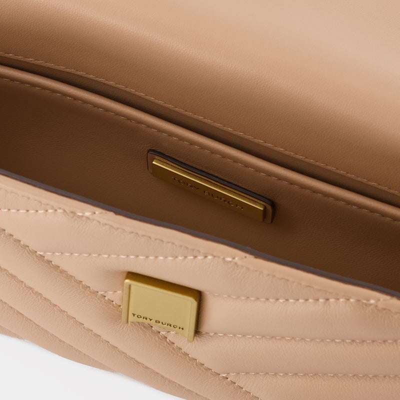 Kira Chevron Small Flap  - Tory Burch - Beige - Leather