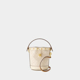 Tory Burch T Monogram 象牙色棉质迷你水桶包