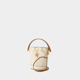 Tory Burch T Monogram 象牙色棉质迷你水桶包
