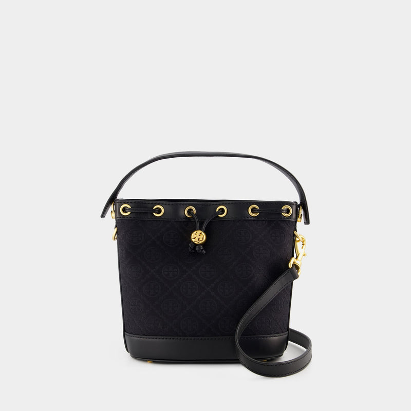 Tory Burch T Monogram 黑色棉质水桶包